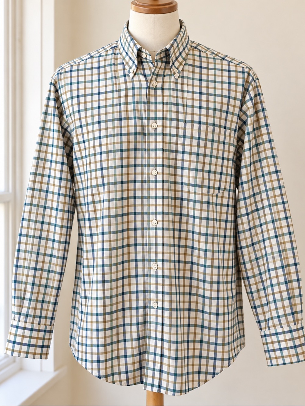 Orvis Country Twill L Plaid Button Down Shirt Made Portugal Outdoor Preppy